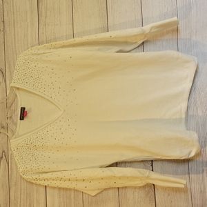 Vince Camuto white sweater with silver detail - Size Small